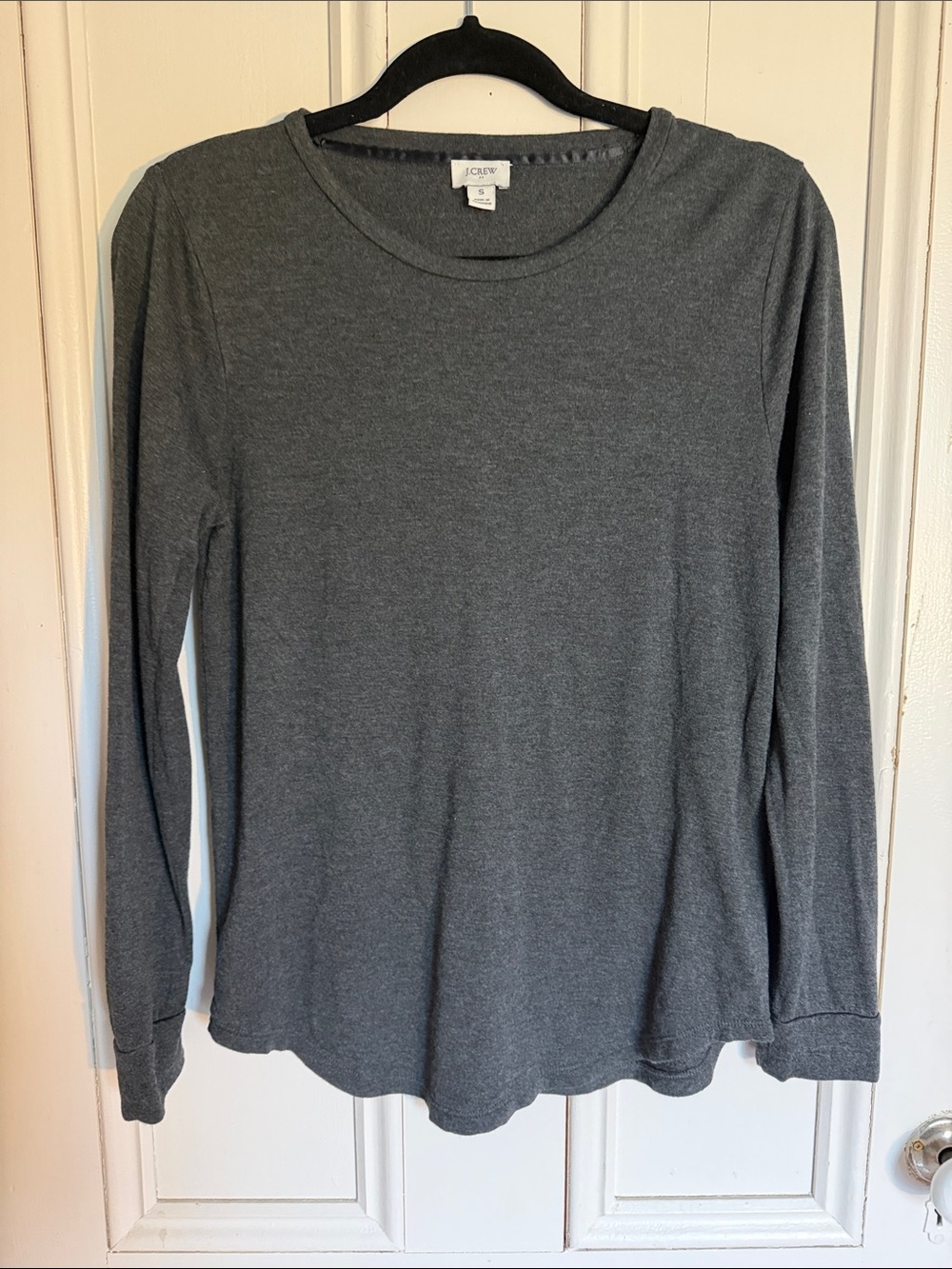 J. Crew Charcoal Gray Long-Sleeve Crewneck Top